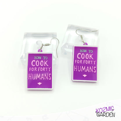 How to Cook 40 Humans Book Earrings - Simpsons Treehouse of Horror Inspired