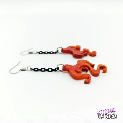 Orange Magic Flame Earrings | Fantasy Jewelry