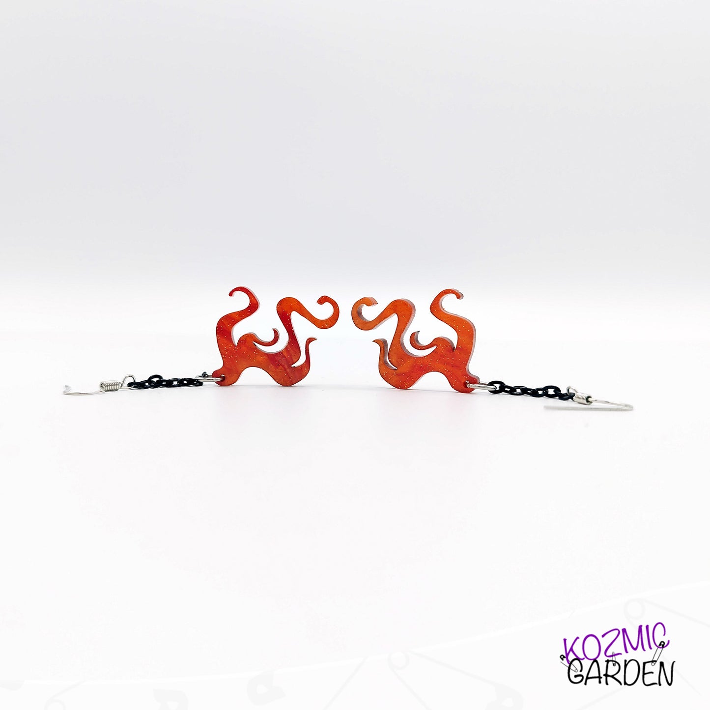 Orange Magic Flame Earrings | Fantasy Jewelry