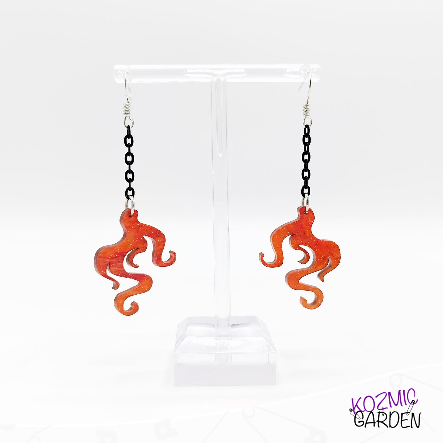 Orange Magic Flame Earrings | Fantasy Jewelry