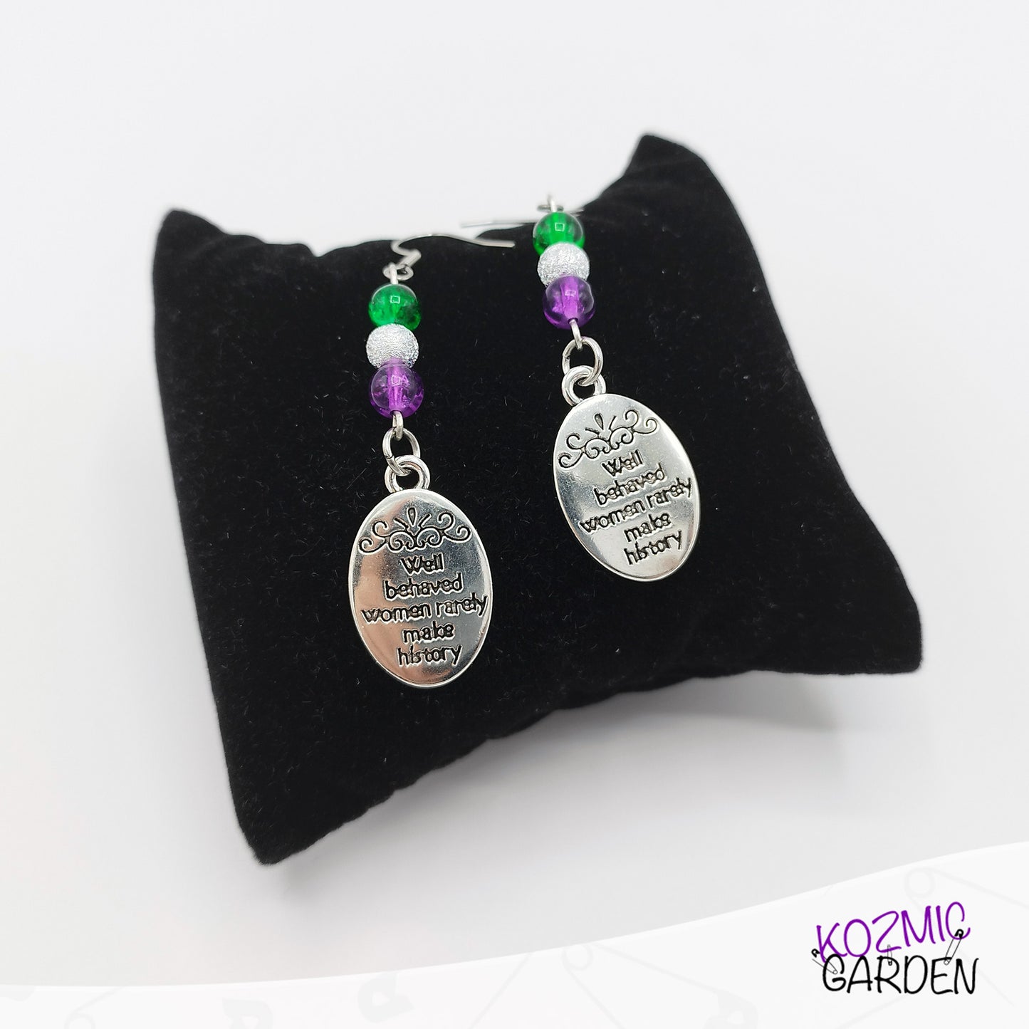 Suffragette Tribute Earrings - "Well Behaved Women Rarely Make History"