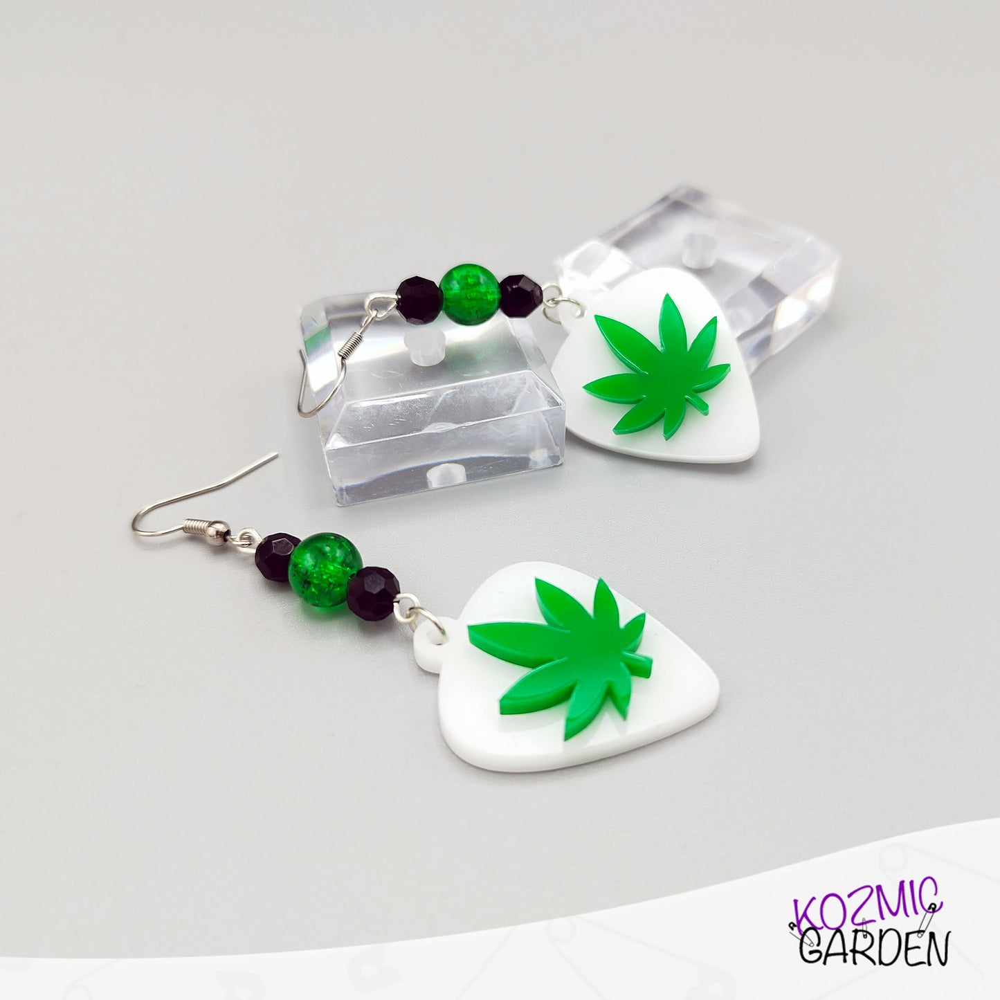 Pot Leaf Guitar Pick Earrings - Let's Get Stoned!