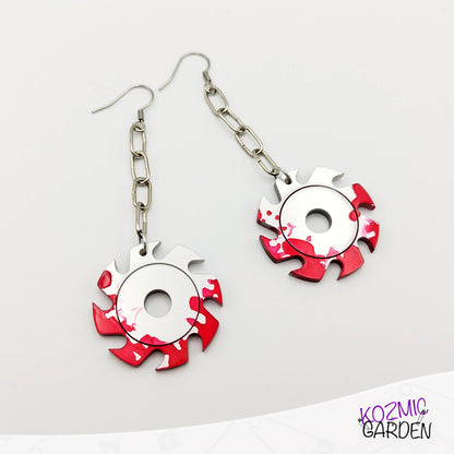 Blood-Splattered Saw Blade Earrings- Killer Style!