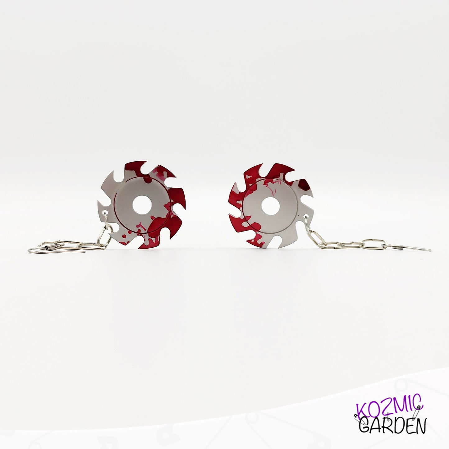 Blood-Splattered Saw Blade Earrings- Killer Style!