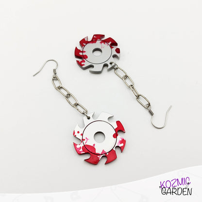 Blood-Splattered Saw Blade Earrings- Killer Style!