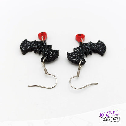 Bat Earrings with Blood Drop – A Touch of Glam, A Drop of Danger!