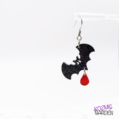 Bat Earrings with Blood Drop – A Touch of Glam, A Drop of Danger!