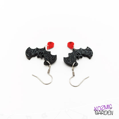 Bat Earrings with Blood Drop – A Touch of Glam, A Drop of Danger!