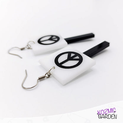 Peace Symbol Protester Banner Earrings - Carry the message of peace with style!