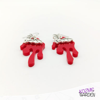 Blood Dripping Bat Earrings – Spooky Gothic Bloody Bat