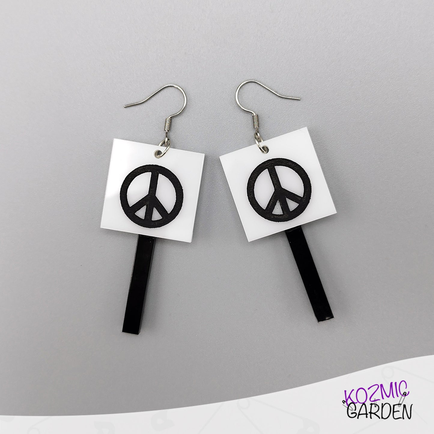 Peace Symbol Protester Banner Earrings - Carry the message of peace with style!