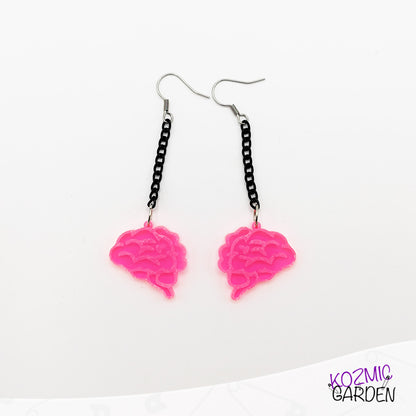 Neon Pink Brain Earrings – Wake up your Inner Mad Scientist!