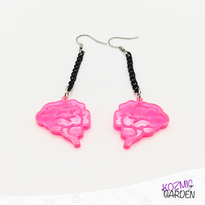 Neon Pink Brain Earrings – Wake up your Inner Mad Scientist!