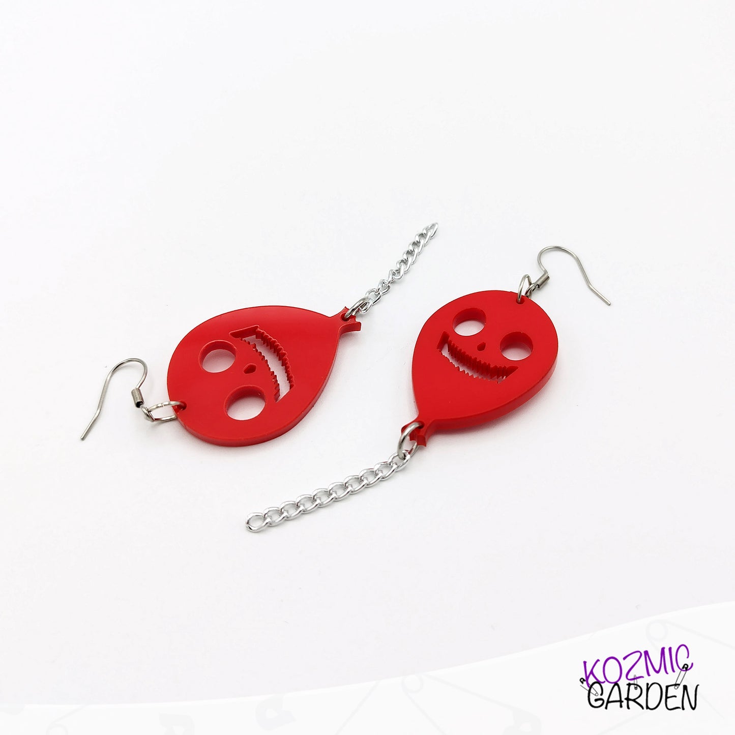 Red Evil Balloon Earrings – Spooky Cute Fun Halloween Jewelry