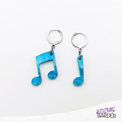 Musical Note Earrings – Pearl Blue Quaver & Crotchet 🎶