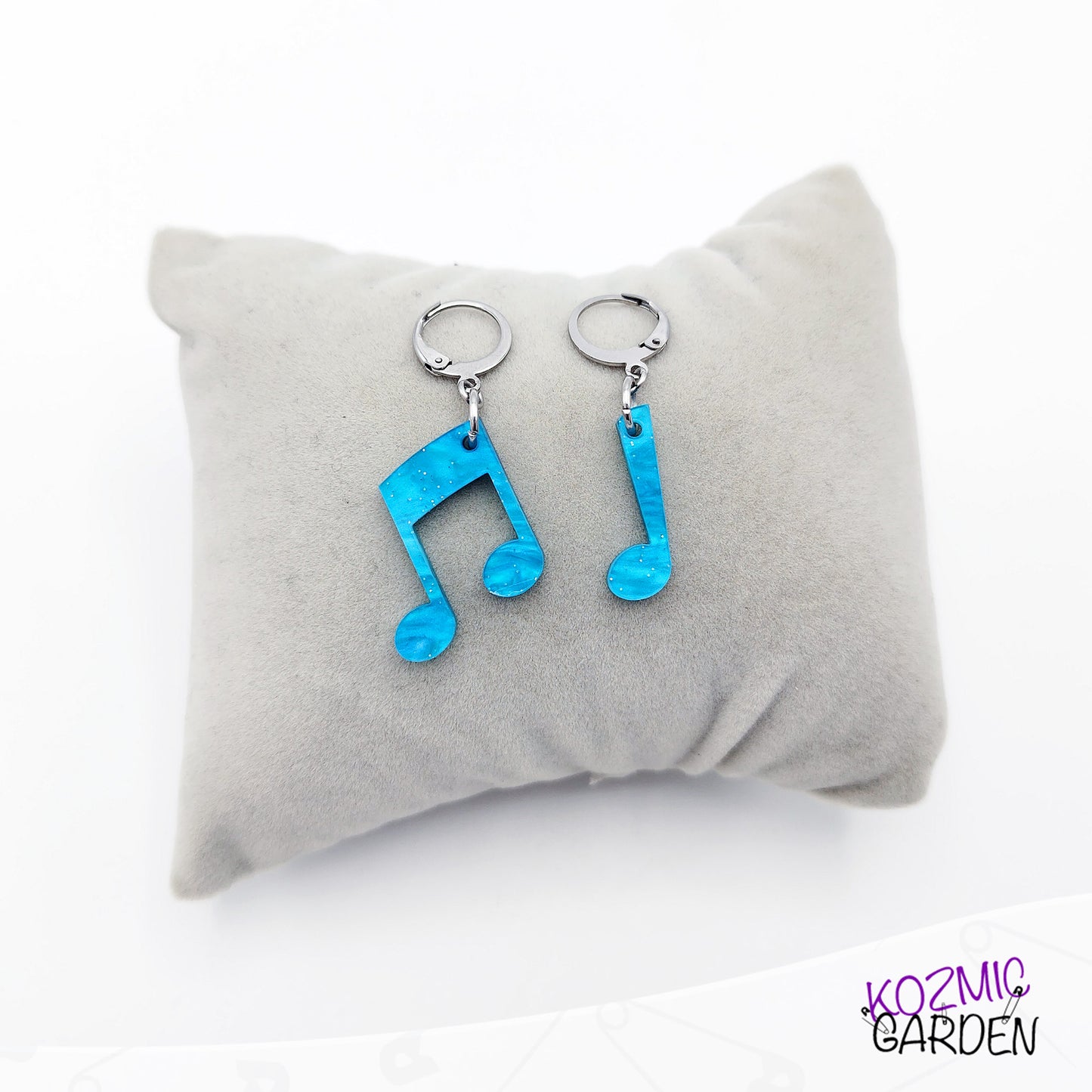 Musical Note Earrings – Pearl Blue Quaver & Crotchet 🎶