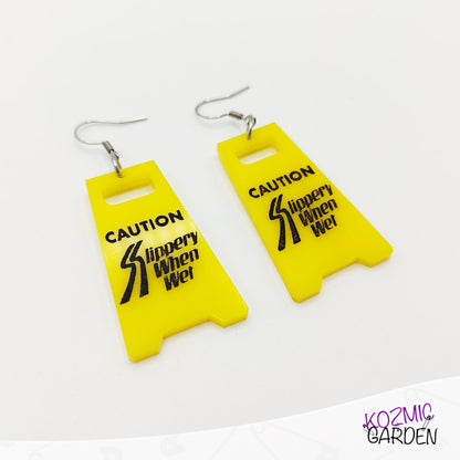 Caution: Slippery When Wet Earrings – Perfect for Bon Jovi Fans!