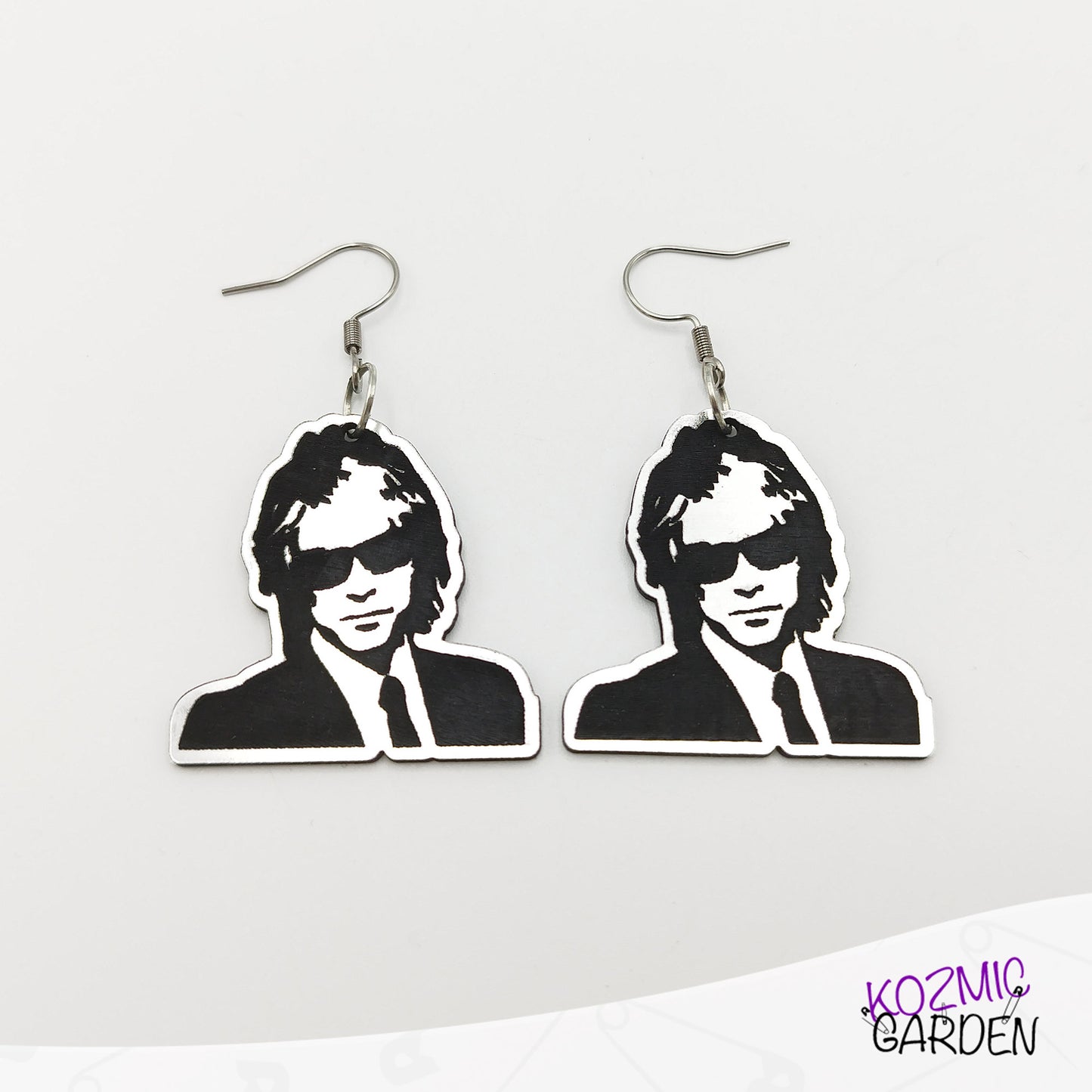 Jon Bon Jovi Earrings – Engraved on Silver Acrylic, Inspired by the Crush Album Era