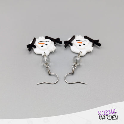 Melted Snowman Earrings – Winter's Fun in a Puddle!