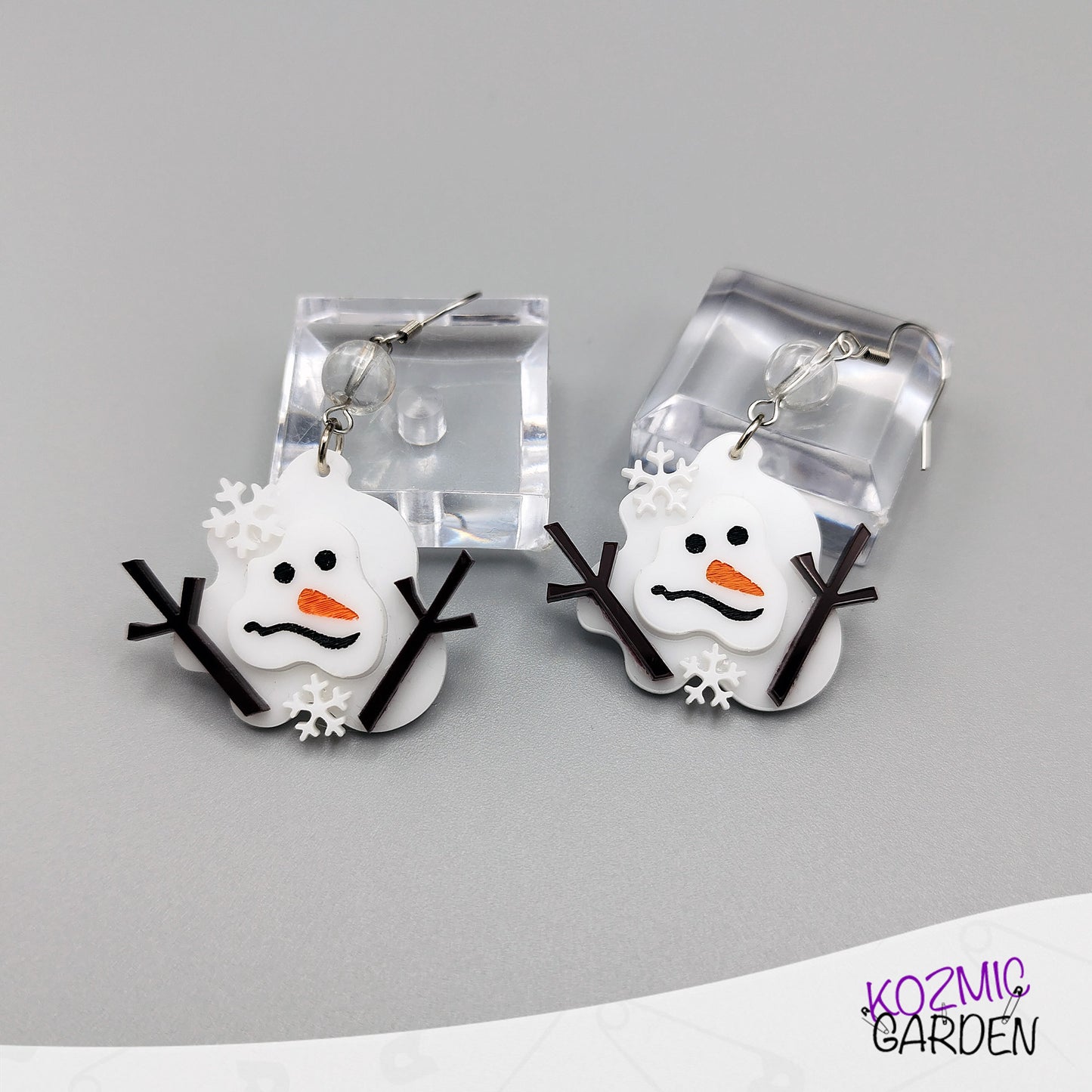 Melted Snowman Earrings – Winter's Fun in a Puddle!