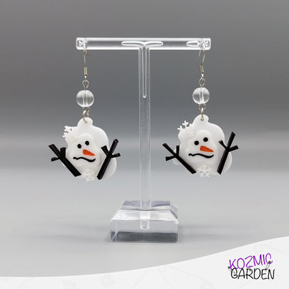 Melted Snowman Earrings – Winter's Fun in a Puddle!