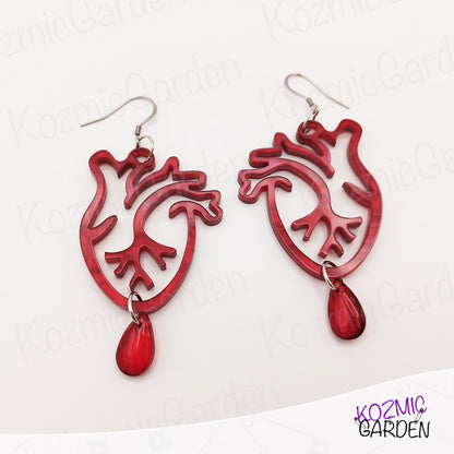 Anatomical Heart Earrings with Blood Drop – Dare to be my Valentine?