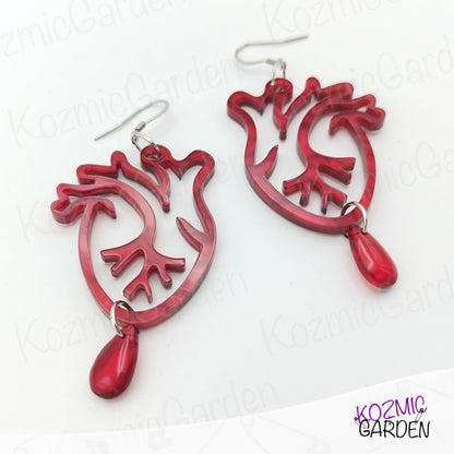 Anatomical Heart Earrings with Blood Drop – Dare to be my Valentine?