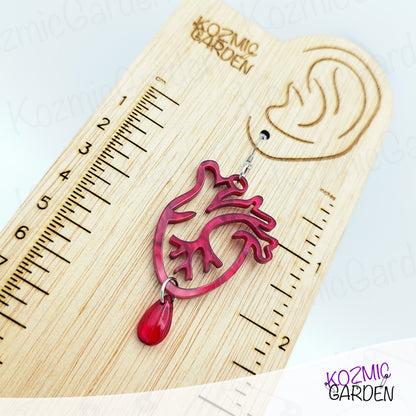 Anatomical Heart Earrings with Blood Drop – Dare to be my Valentine?