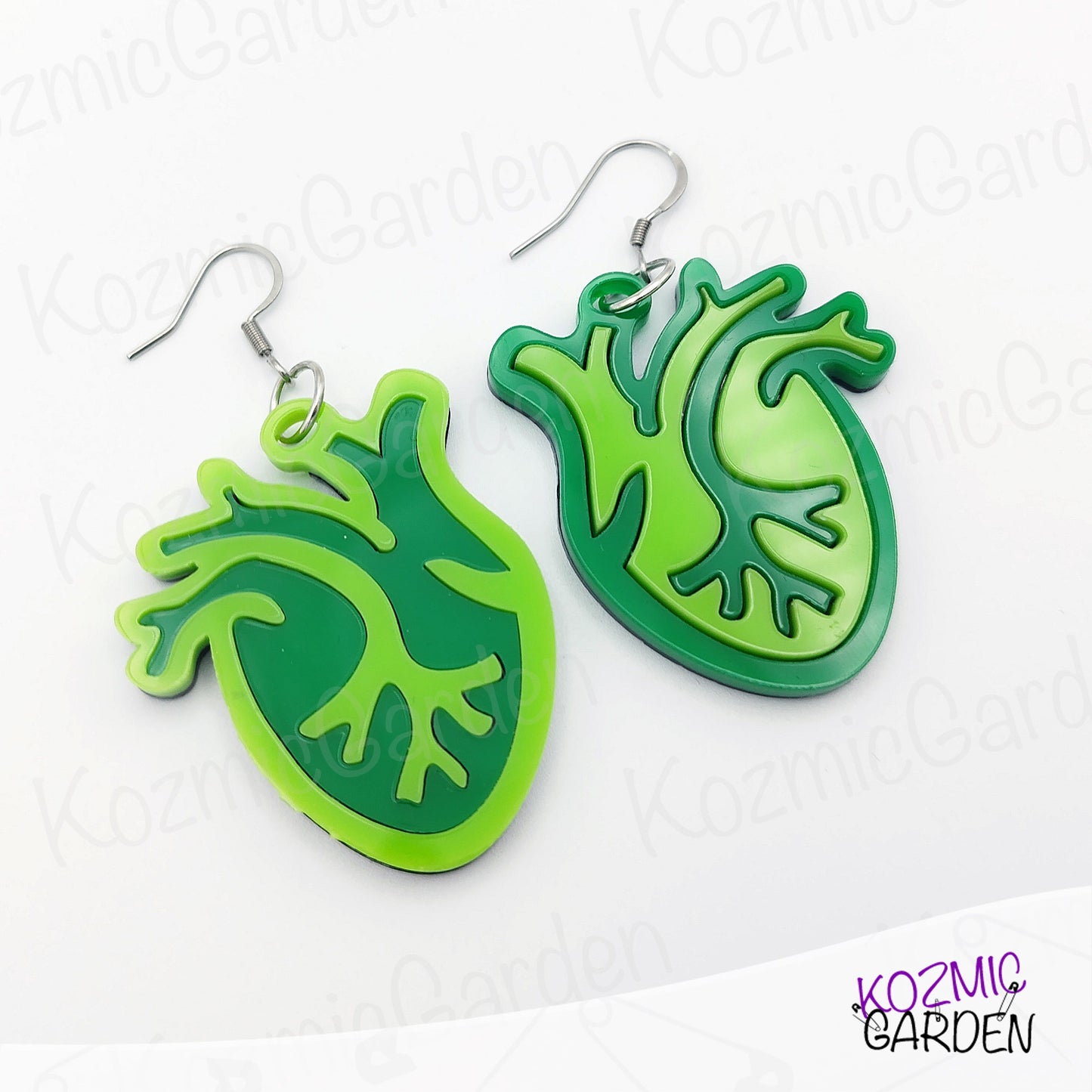 Mismatched Green Zombie Heart Earrings – Perfect for Spooky Souls & Anti-Valentine Vibes