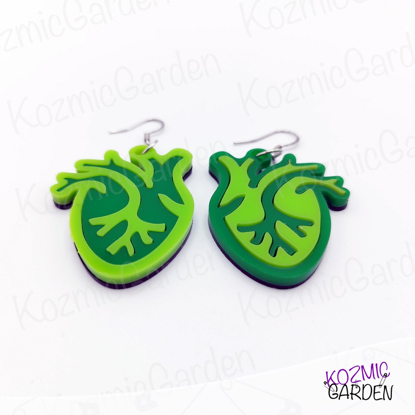 Mismatched Green Zombie Heart Earrings – Perfect for Spooky Souls & Anti-Valentine Vibes