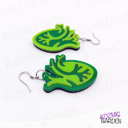 Mismatched Green Zombie Heart Earrings – Perfect for Spooky Souls & Anti-Valentine Vibes