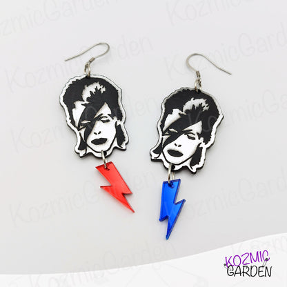 David Bowie' Earrings with Lightning Bolts – Be Part of Ziggy's Band!