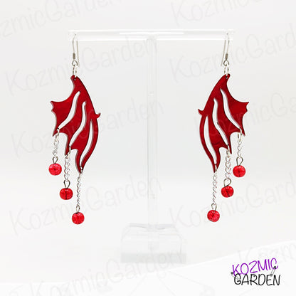 Red Marbled Fairy Wing Earrings - For Independent and Enpowered Fairies!