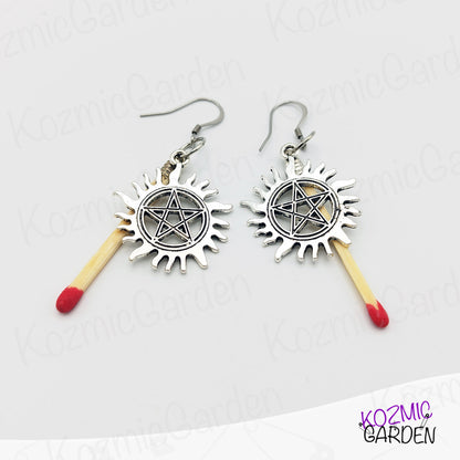 Devil's Trap Earrings with Match – Supernatural Inspired Salt and Burn Jewelry