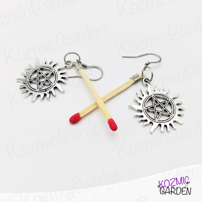 Devil's Trap Earrings with Match – Supernatural Inspired Salt and Burn Jewelry