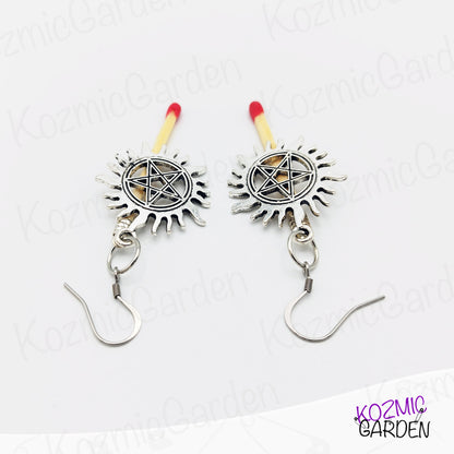 Devil's Trap Earrings with Match – Supernatural Inspired Salt and Burn Jewelry