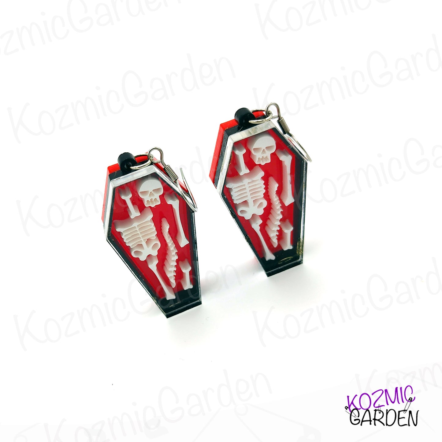 Spooky Coffin Earrings with Little Bones - Show off your dark side!