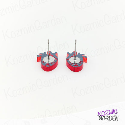 Mirrored Red Anatomical Heart Stud Earrings - Perfect for Goths Cardiology Doctors!