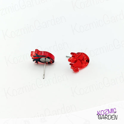 Mirrored Red Anatomical Heart Stud Earrings - Perfect for Goths Cardiology Doctors!