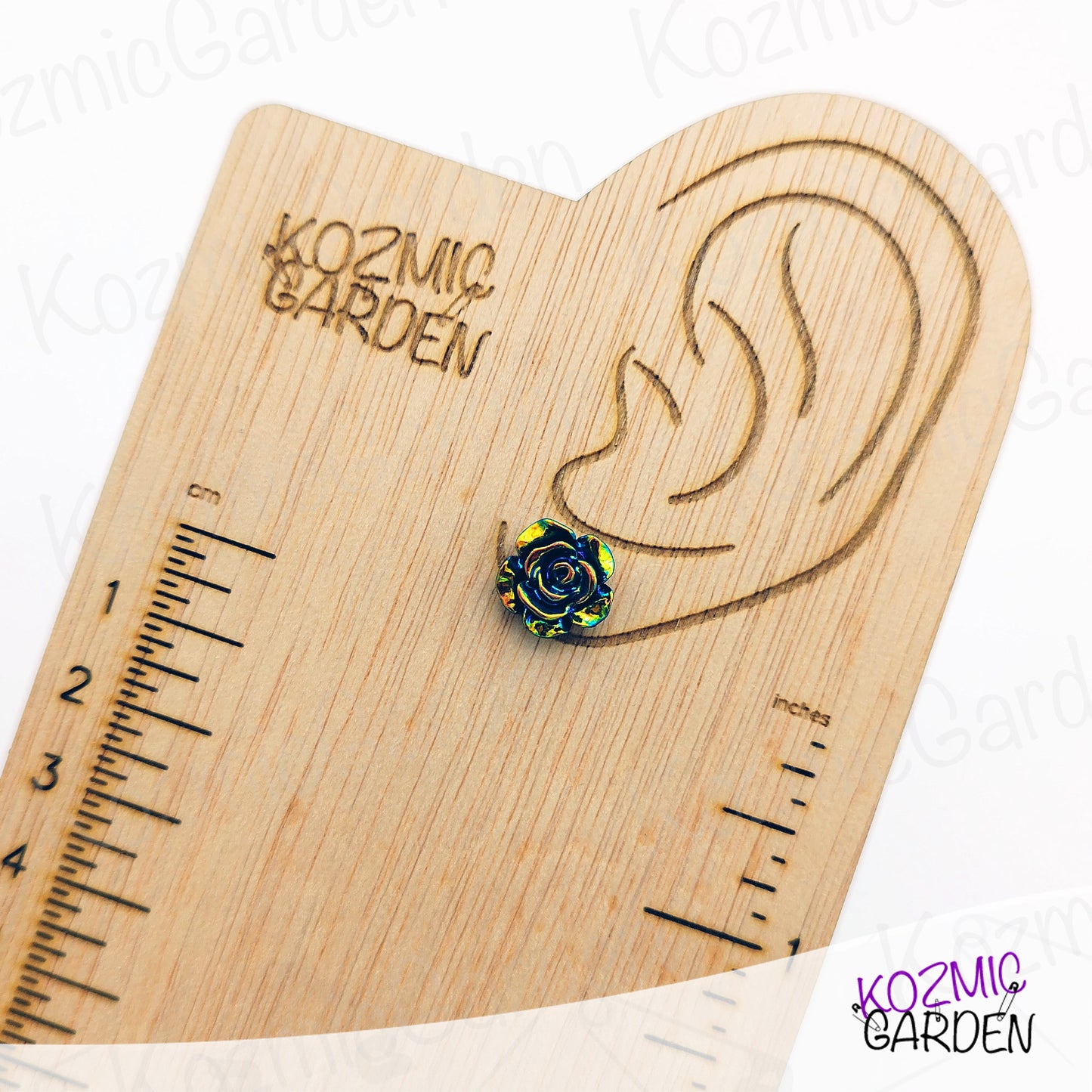 Bluish Iridescent Rose Stud Earrings - Wear the Spring on your ears!