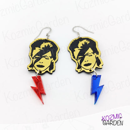 David Bowie' Earrings with Lightning Bolts – Be Part of Ziggy's Band!