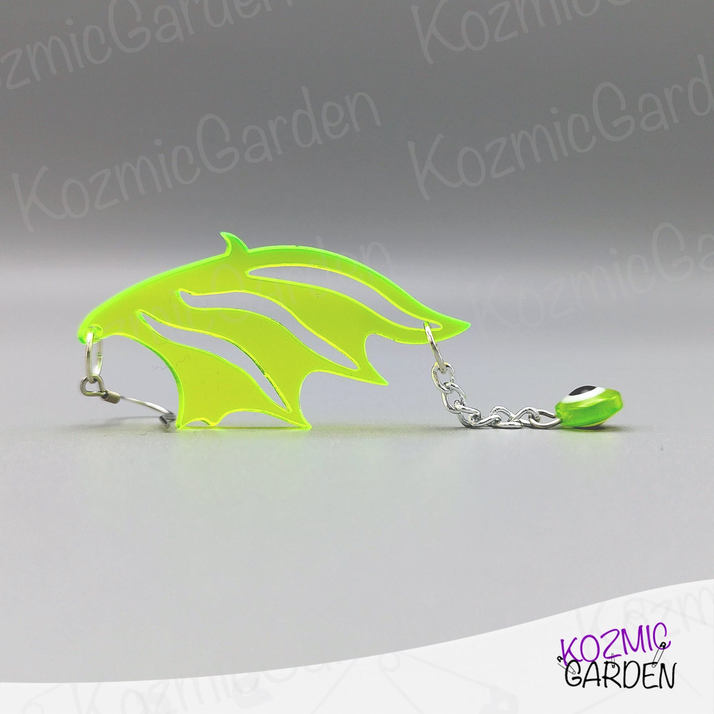 Neon Green Dragon Wing Earrings – Fantasy Jewelry with a Modern Twist