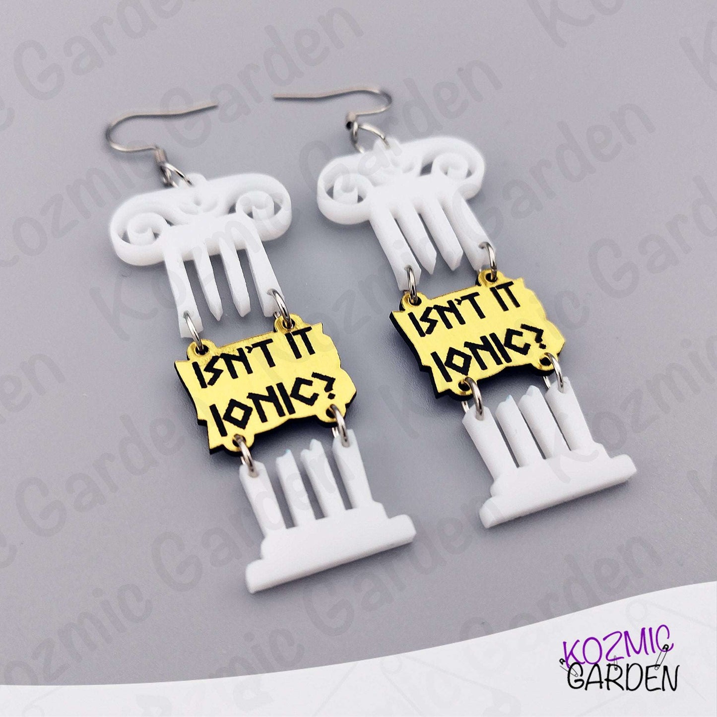 White Broken Greek Column Earrings - Isn't It Ionic? 🎶