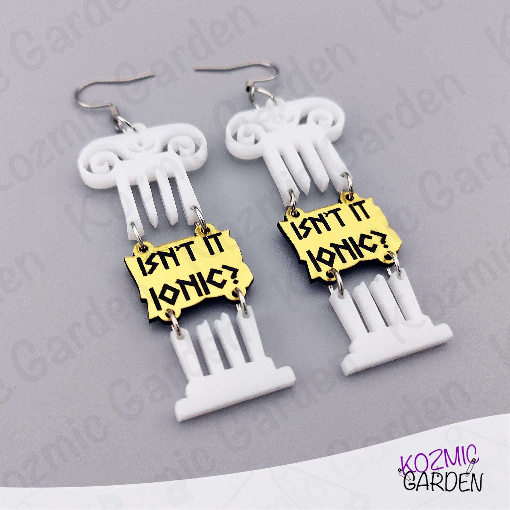 White Broken Greek Column Earrings - Isn't It Ionic? 🎶