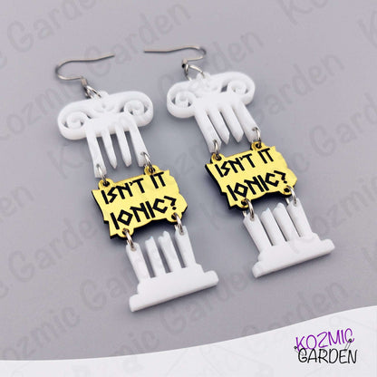 White Broken Greek Column Earrings - Isn't It Ionic? 🎶