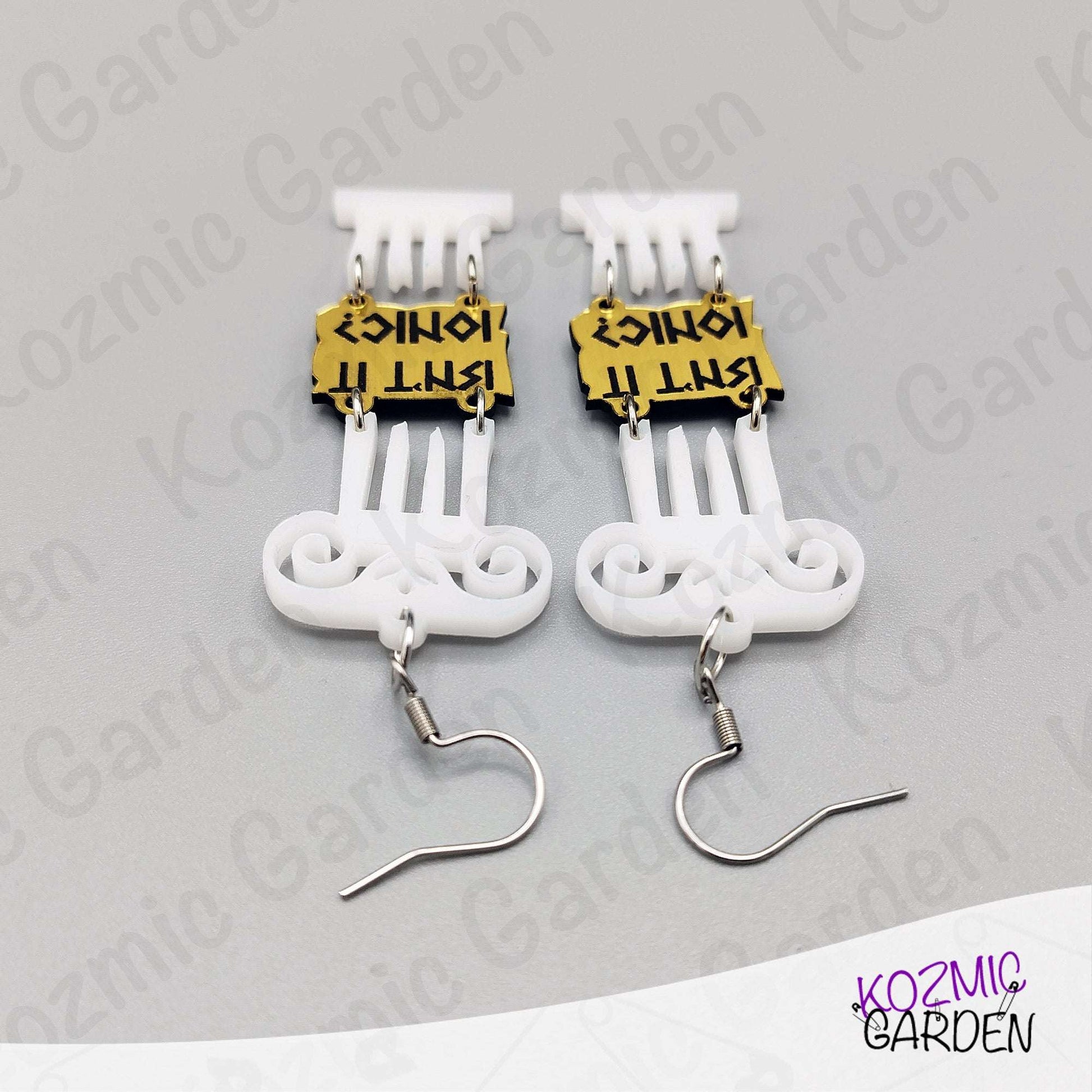 White Broken Greek Column Earrings - Isn't It Ionic? 🎶