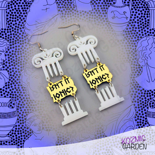 White Broken Greek Column Earrings - Isn't It Ionic? 🎶