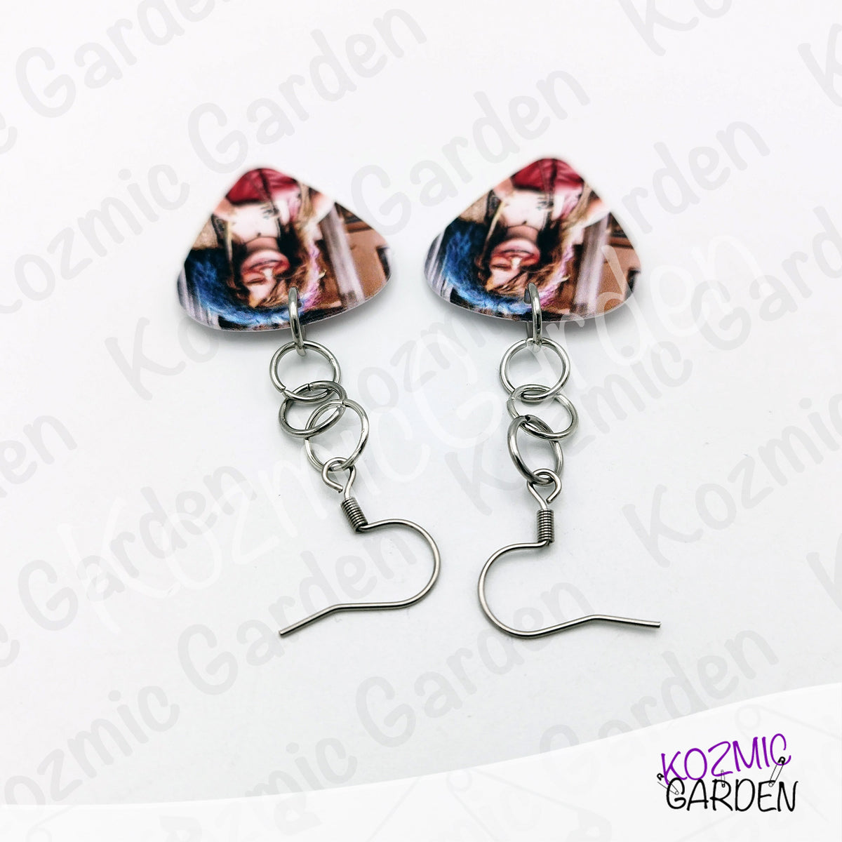 Janis Joplin Guitar Pick Earrings | Colorful Psychedelic 60s Hippie Rock Jewelry