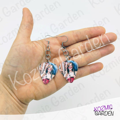 Janis Joplin Guitar Pick Earrings | Colorful Psychedelic 60s Hippie Rock Jewelry