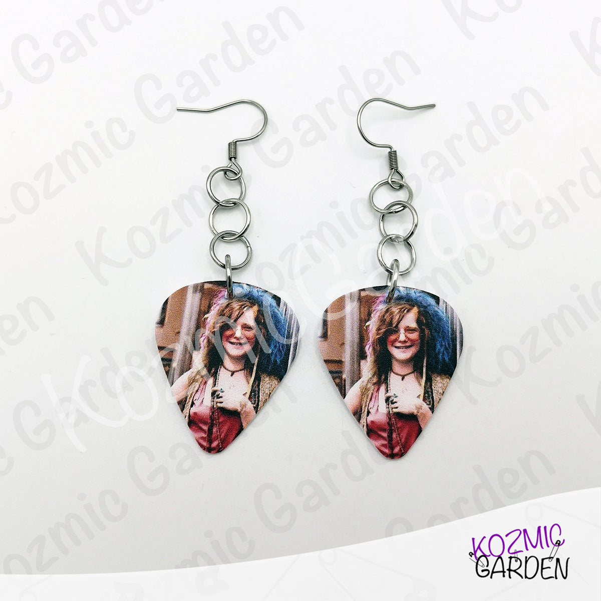 Janis Joplin Guitar Pick Earrings | Colorful Psychedelic 60s Hippie Rock Jewelry